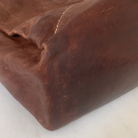 Henry Cuir Tote Embroidered Brown cow Hyde Leather Rustic Bohemian - Picture 6 of 14